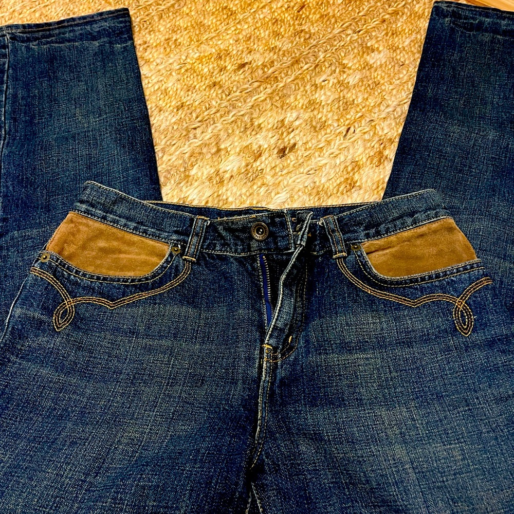 Lauren Ralph Lauren Denim with Tan Accents Straight Leg Jeans